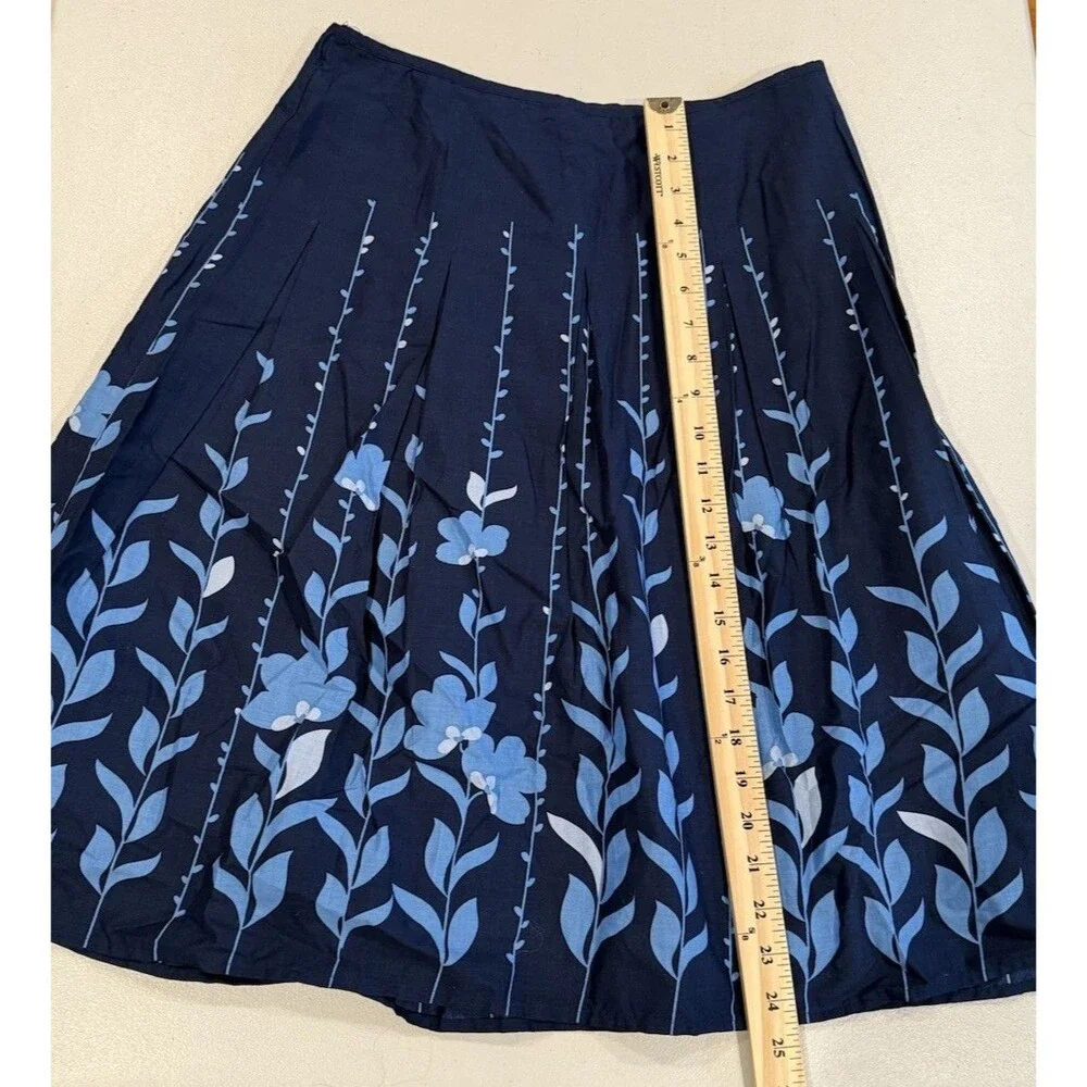 Apt.9 Floral Midi Skirt 4 Zip Lined 100% Cotton Work Twee Retro Garden Party